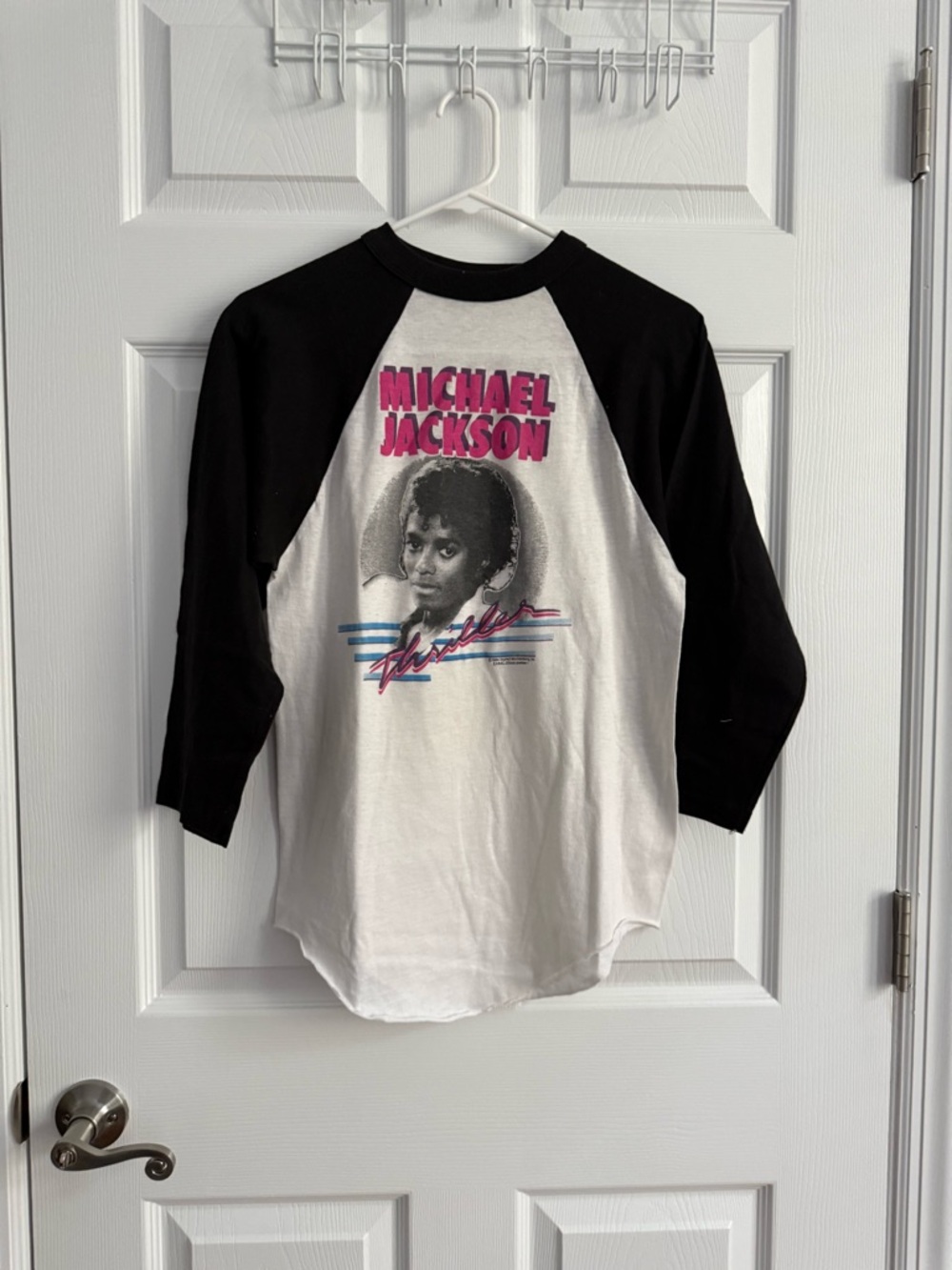 Michael Jackson Kids Raglan Baseball Tee - White & Black